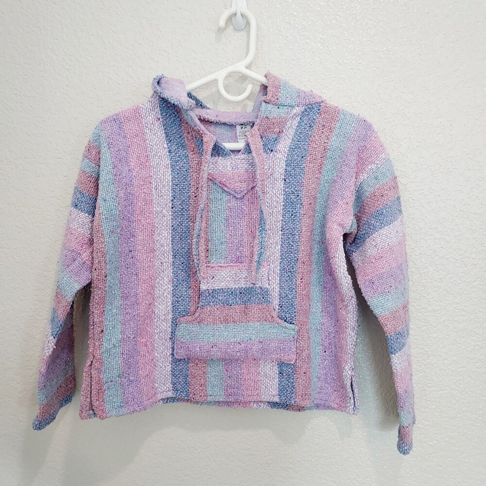 Pink Baja Striped Hoodie Pullover Size 8